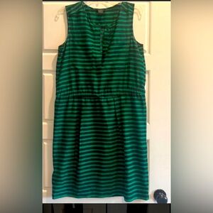 Ann Taylor Green and black Striped Midi Dress